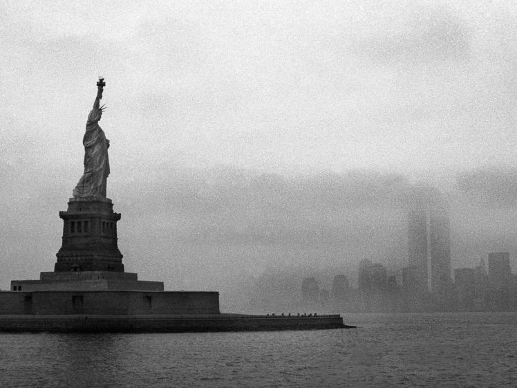 cityscapes, Architecture, Buildings, New, York, City, Statue, Of, Liberty, Grayscale HD Wallpaper Desktop Background