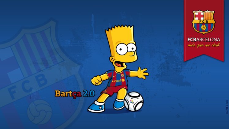 cartoons, Blue, Sports, Soccer, The, Simpsons, Bart, Simpson, Fc, Barcelona, Blaugrana HD Wallpaper Desktop Background
