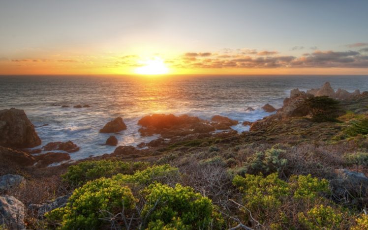 sunset, Ocean, Landscapes, Nature, Seas HD Wallpaper Desktop Background