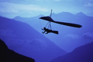 mountains, Flying, Silhouettes, Glider