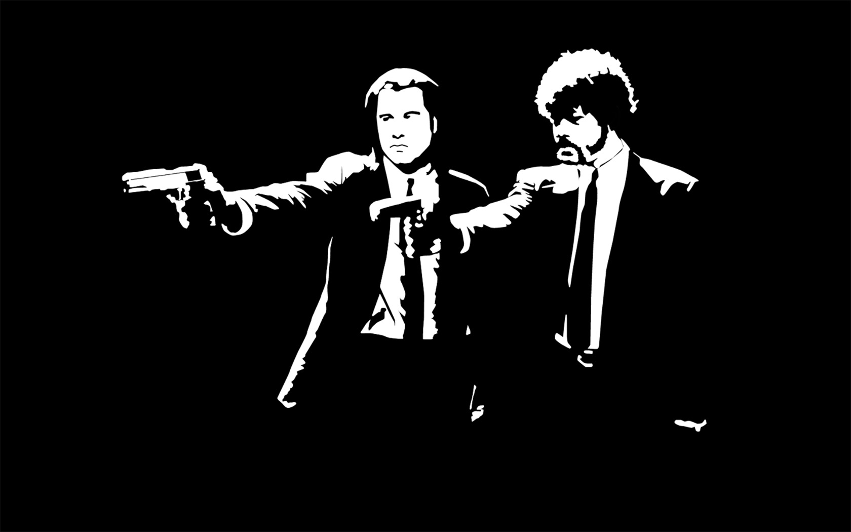 pulp, Fiction, Samuel, L, , Jackson, Monochrome, John, Travolta, Black, Background Wallpaper
