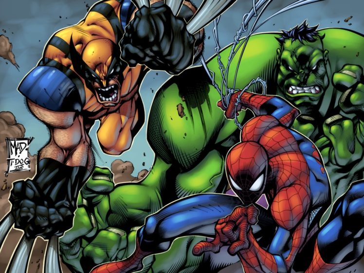 hulk,  comic, Character , Comics, Spider man, Wolverine, Marvel, Comics HD Wallpaper Desktop Background