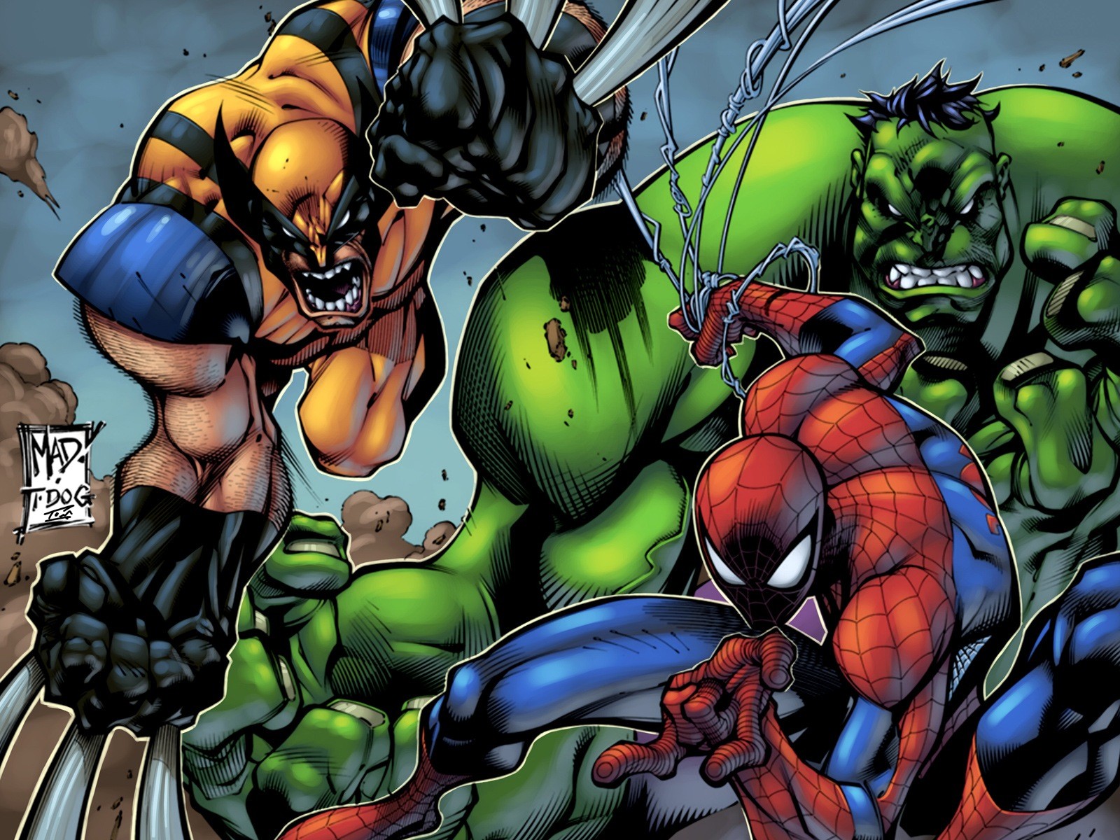 hulk,  comic, Character , Comics, Spider man, Wolverine, Marvel, Comics Wallpaper