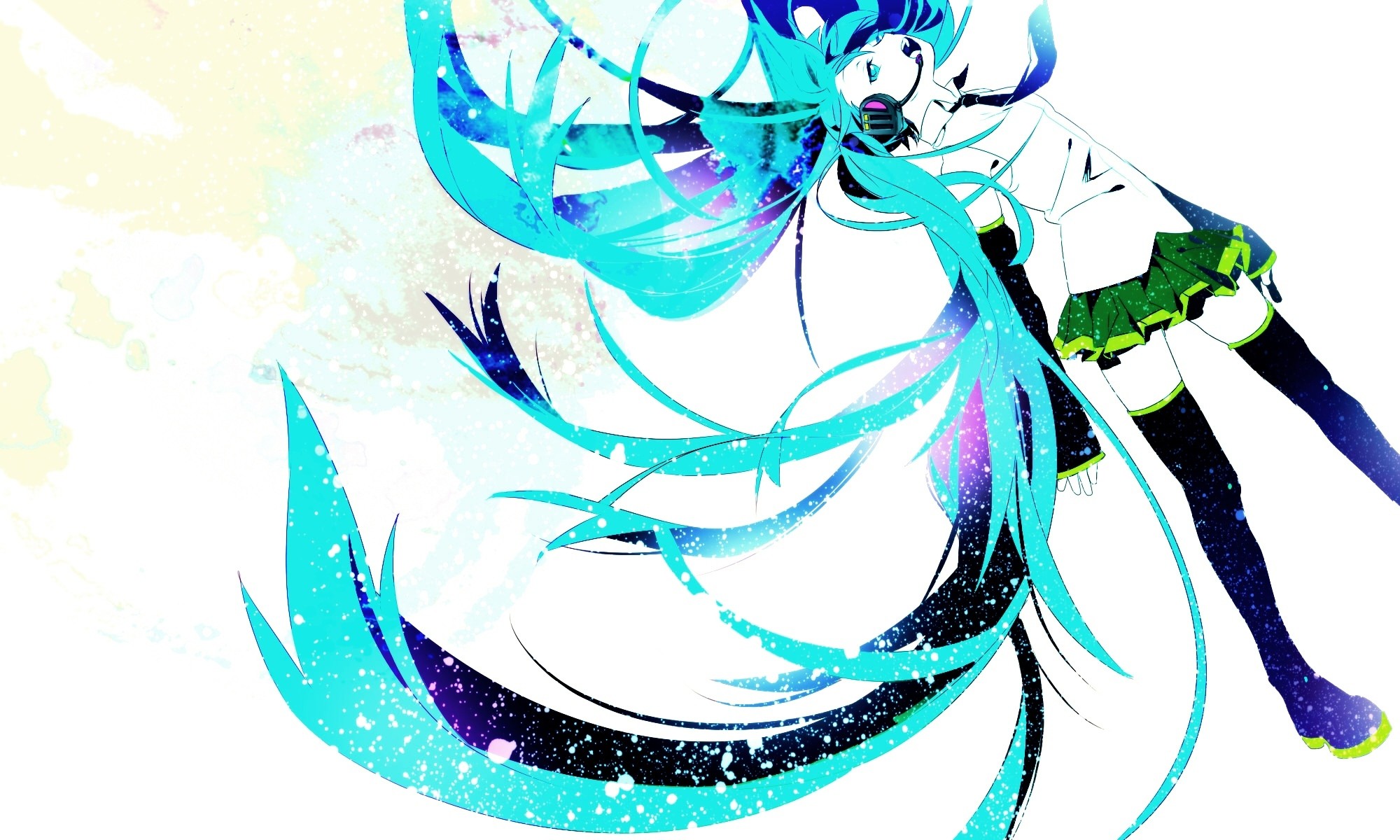 Headphones Vocaloid White Hatsune Miku Long Hair