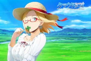 blondes, Clouds, Landscapes, Nature, Text, Blue, Eyes, Glasses, Ribbons, Streams, Short, Hair, Scenic, Earrings, Microsoft, Windows, Meganekko, Os tan, Four, Leaf, Clover, Skyscapes, Hats, Clovers, Claudia, Mado