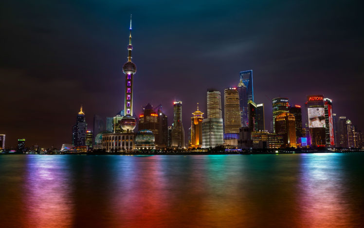 shanghai, Buildings, Citiesarchitecturecityscapes, Hdr, Night, Lights, Skysrapers, Scenic HD Wallpaper Desktop Background