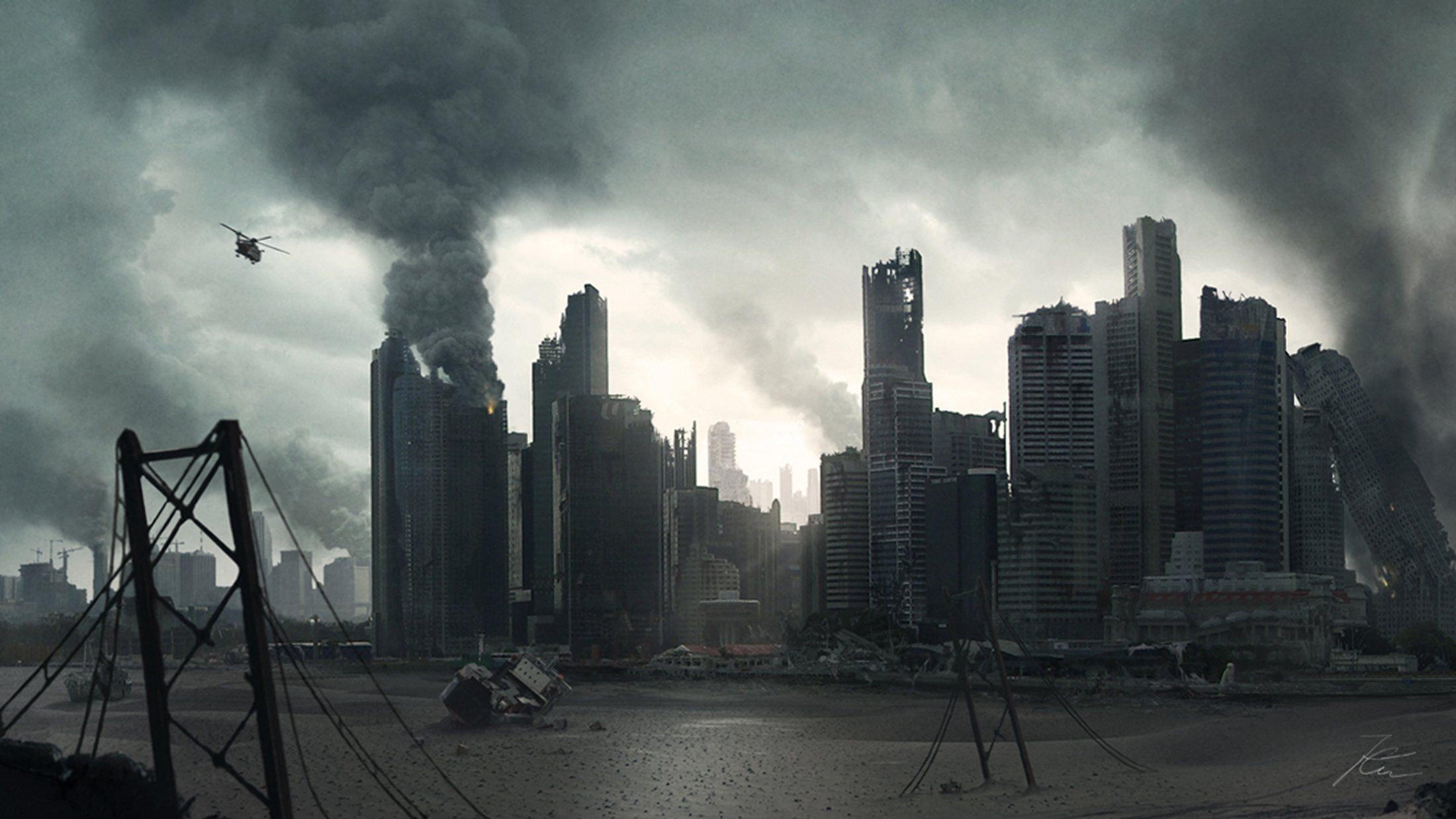 battle, Los, Angeles, Action, Sci fi, Drama, Apocalyptic, Helicopter, City Wallpaper