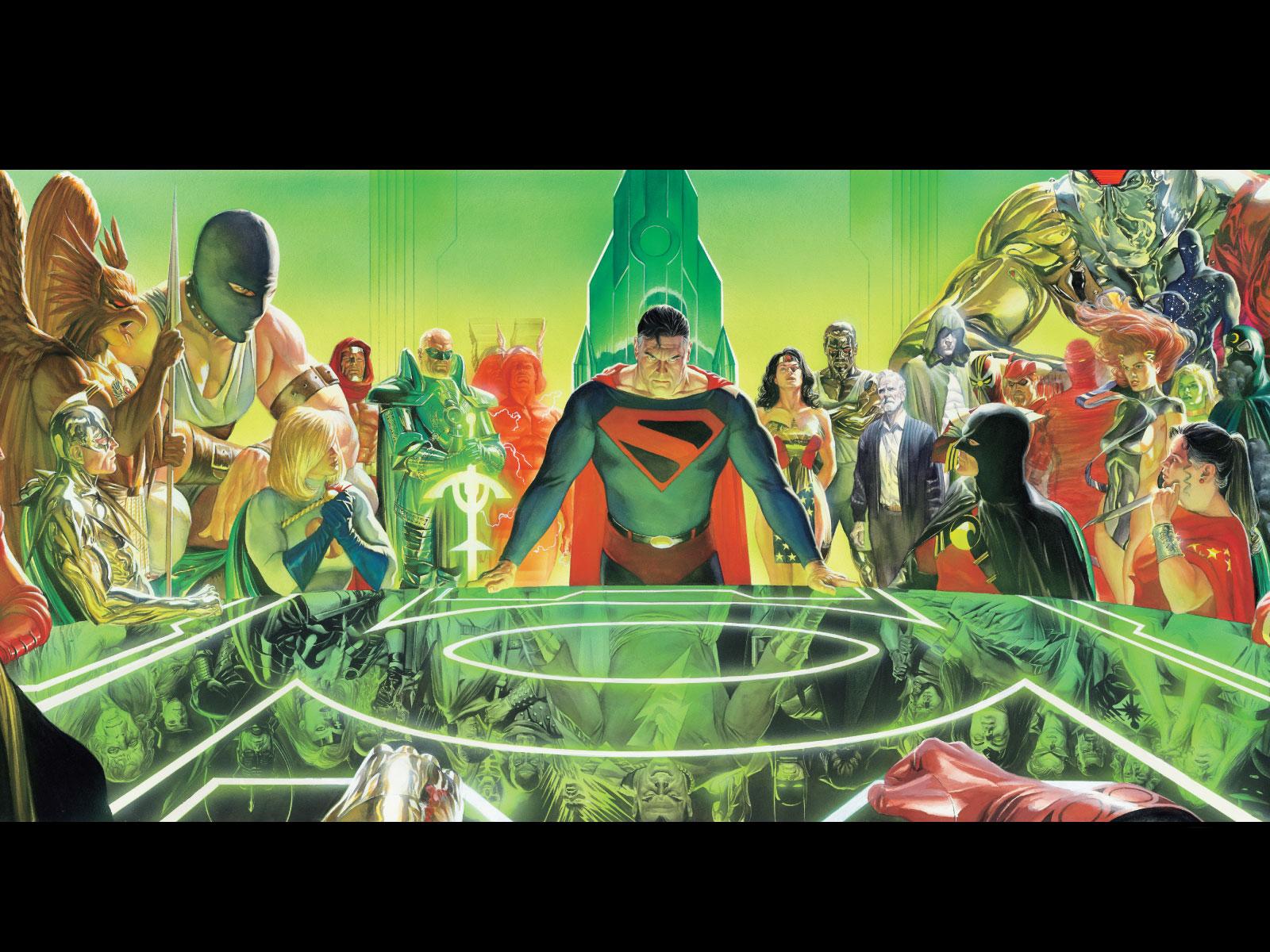 green, Lantern, Superman, Wonder, Woman Wallpaper