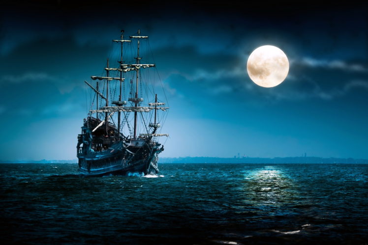 fantasy, Ships, Vehicles, Renderings, Digital art, Cg, Oceans, Seas, Seascapes, Fantasy HD Wallpaper Desktop Background