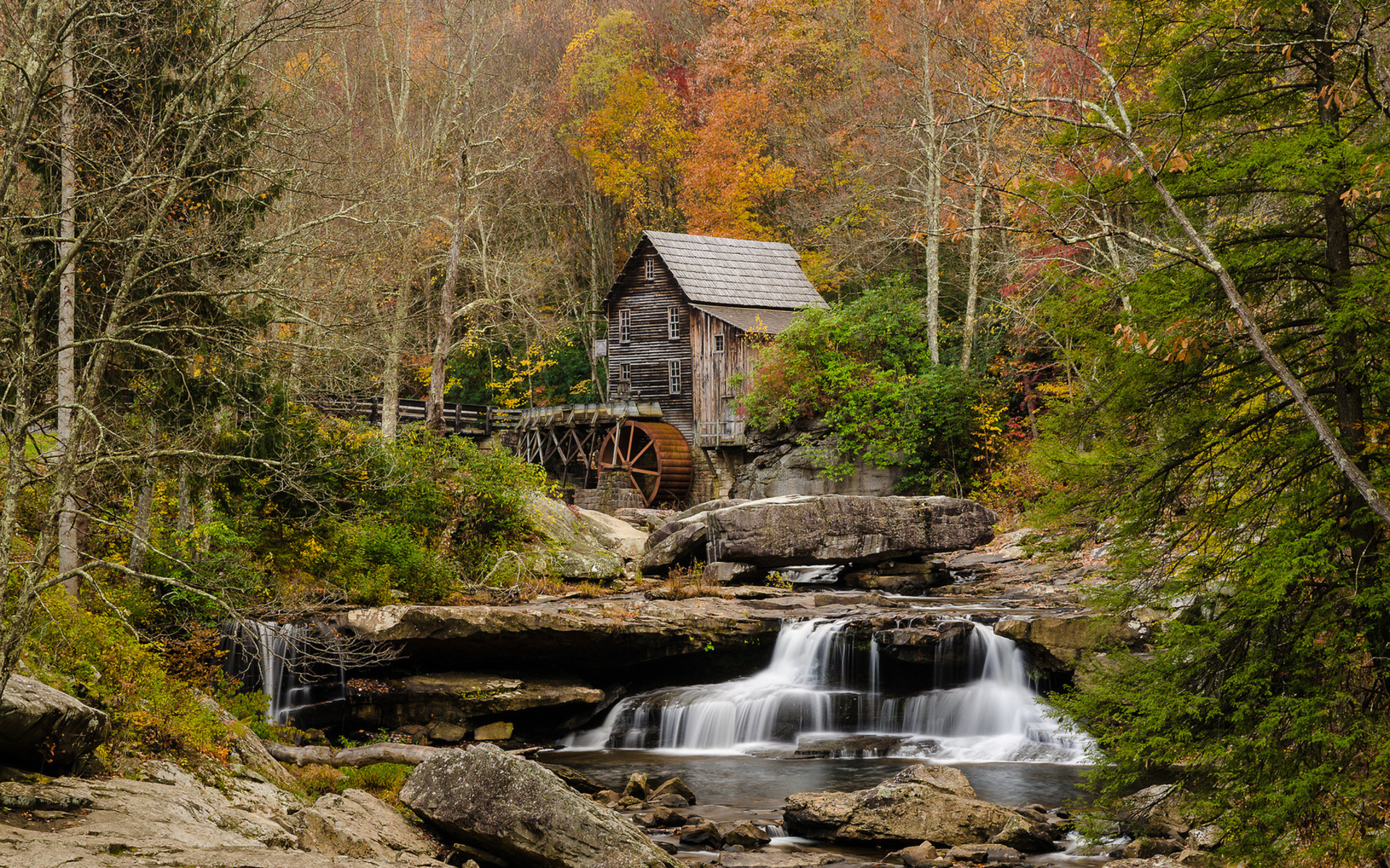 nature, Landscapes, Rivers, Streams, Forest, Mill, Scenic, Autumn, Fall, Seasons Wallpaper