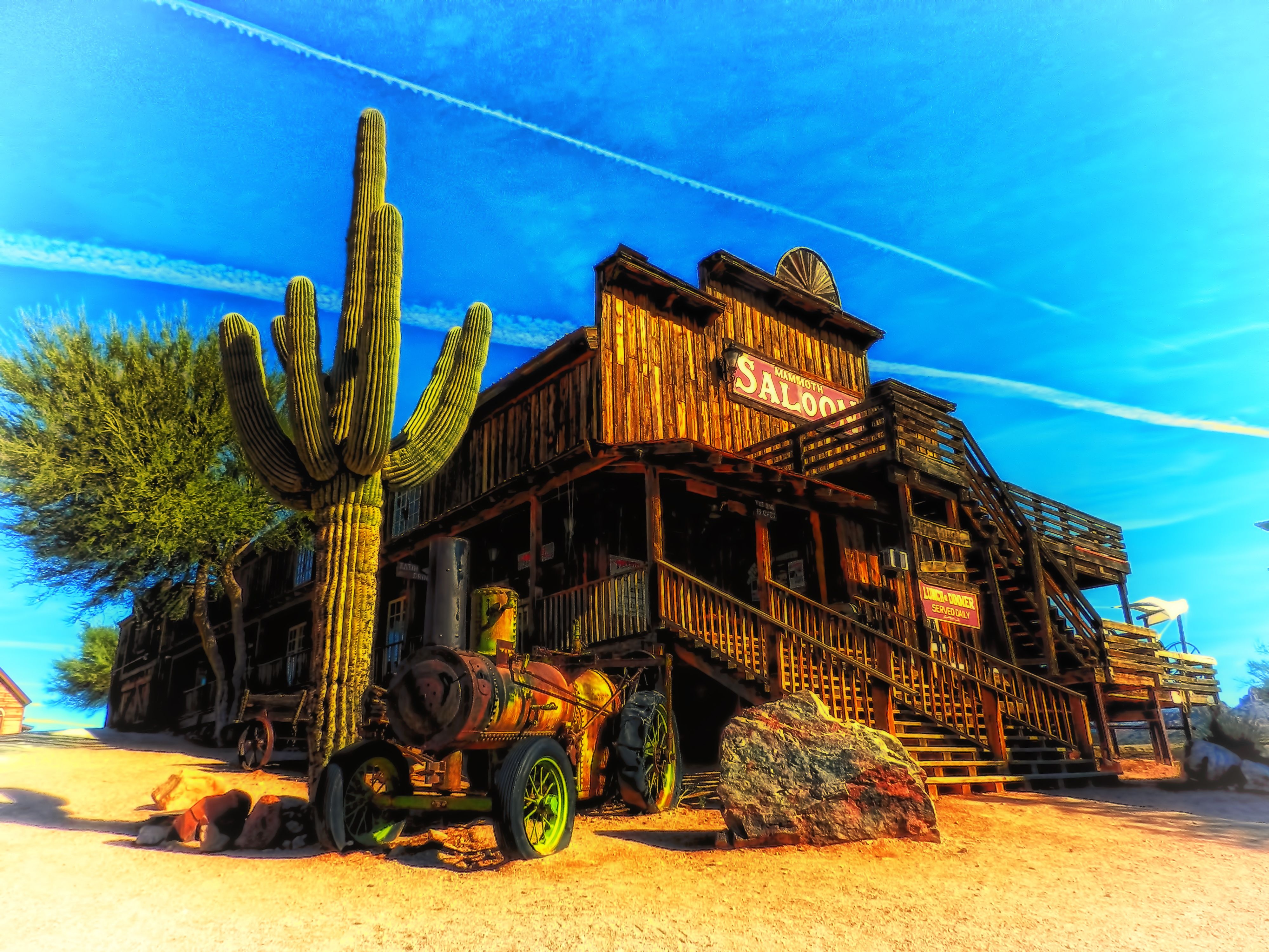 arizona, Saloon, Cactus, Landscape, Western, Hdr Wallpaper