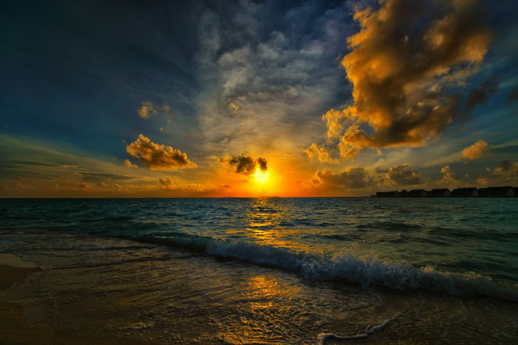 beach, Waves, Morning, Bay, Sea, Sun HD Wallpaper Desktop Background