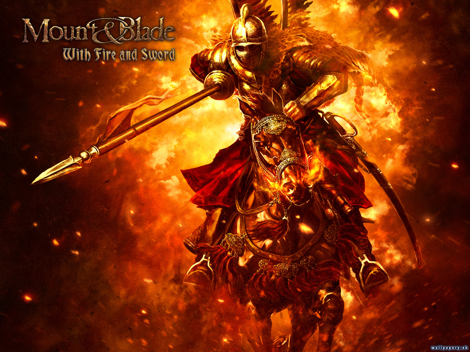 mount, And, Blade, Fantasy, Warrior, Armor, Knight, Sword, Horse, Fire, Poster Wallpaper