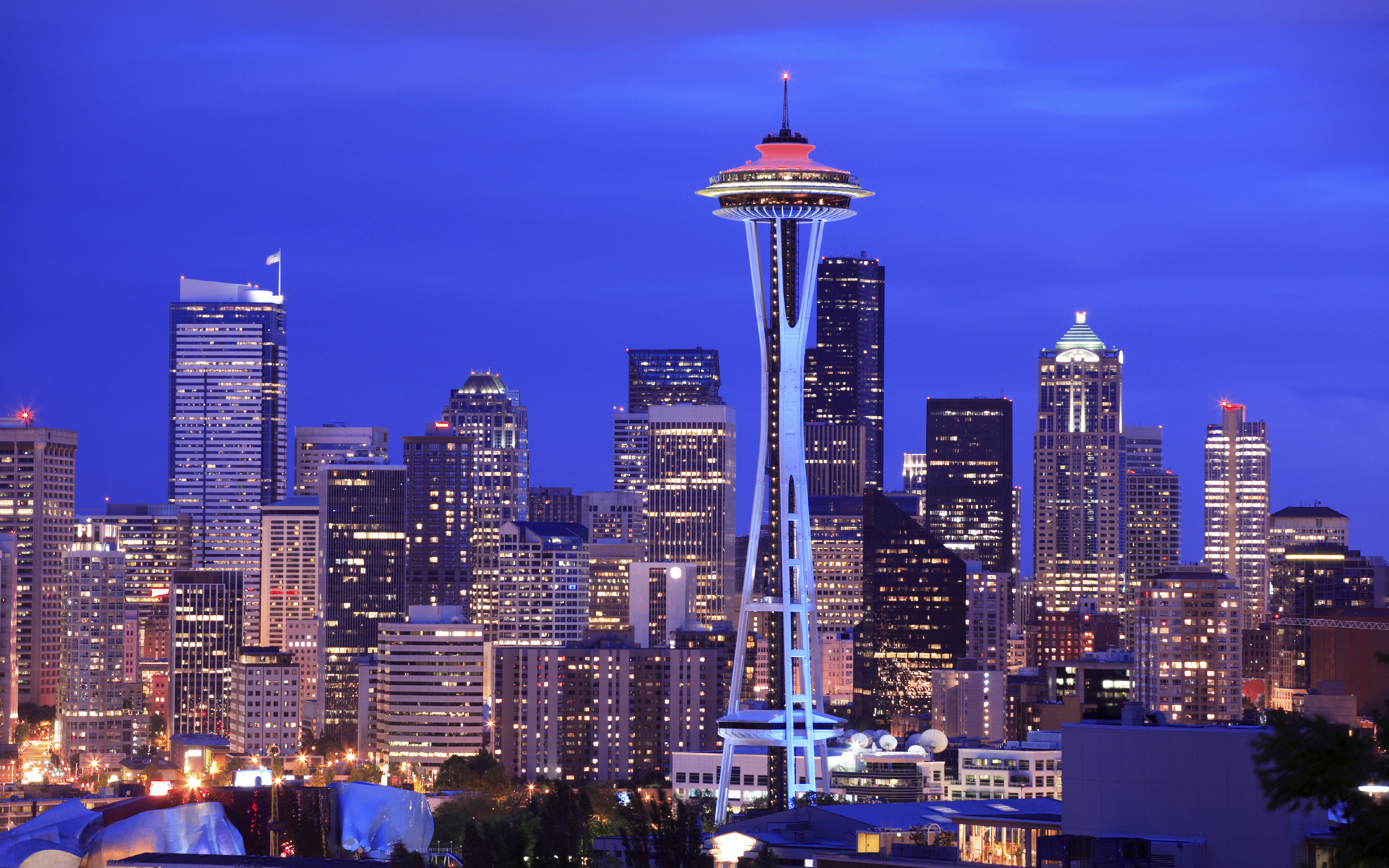 city, Cities, Architecture, Buildings, Skysrapers, Skylines, Seattle, Space needle, Towers Wallpaper