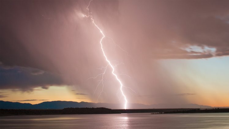 clouds, Landscapes, Nature, Lakes, Lightning, Lightning, Bolts, Lake, Pueblo HD Wallpaper Desktop Background