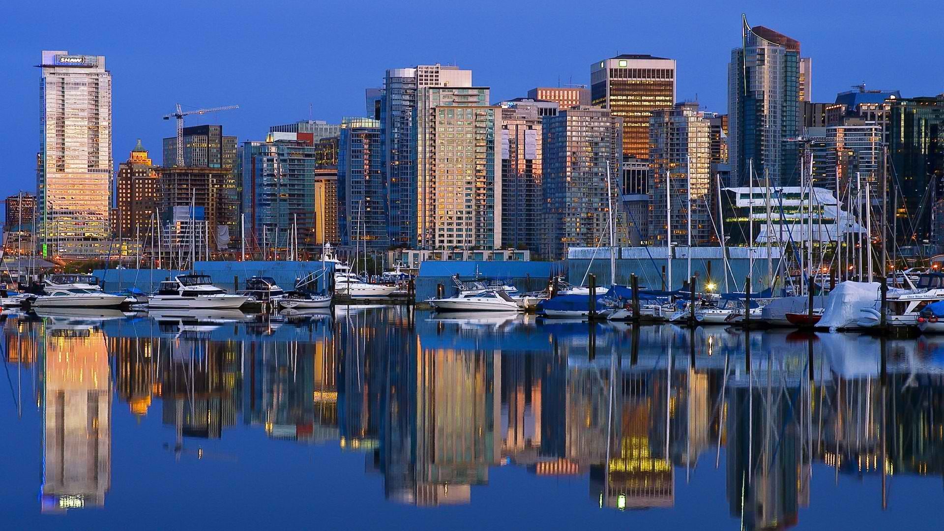 skylines, Downtown, Vancouver, British, Columbia, Harbours Wallpaper