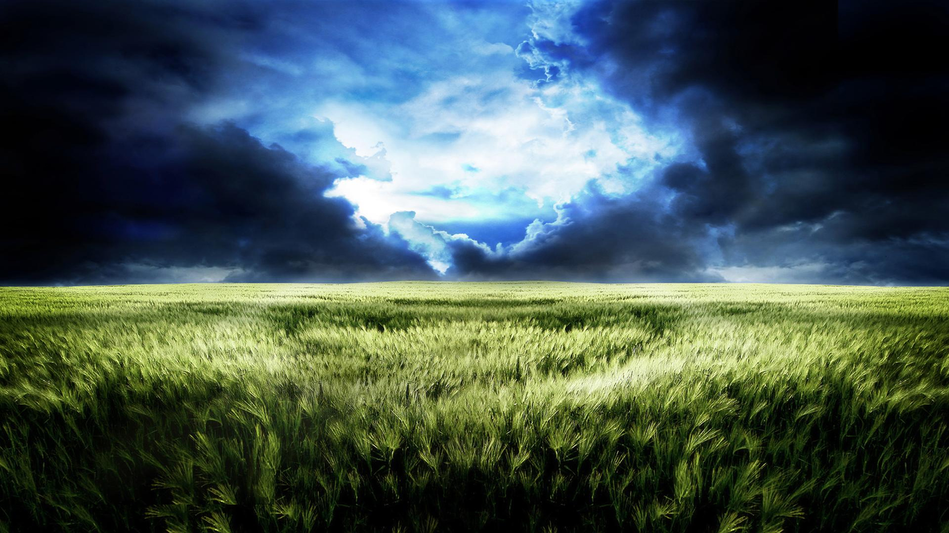green, Landscapes, Grass, Skyscapes Wallpaper