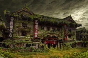 tokyo, Ruins, Architecture, Overcast, Asian, Architecture, Ivy, Theatre, Abandoned, Banners, Tokyogenso