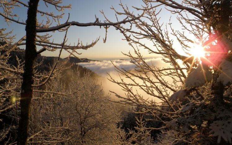 sunset, Landscapes, Nature, Winter, Snow HD Wallpaper Desktop Background