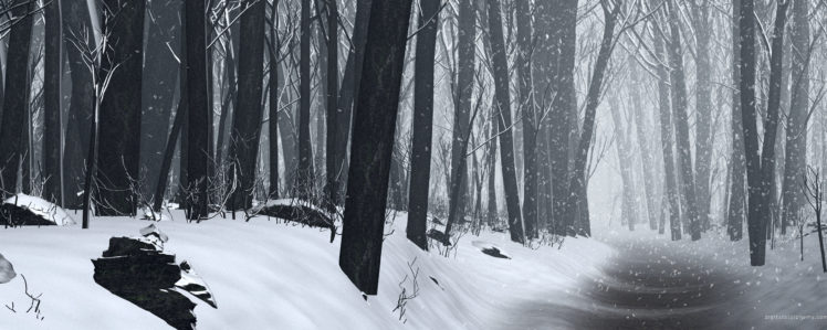 snow, Forests, Cgi HD Wallpaper Desktop Background