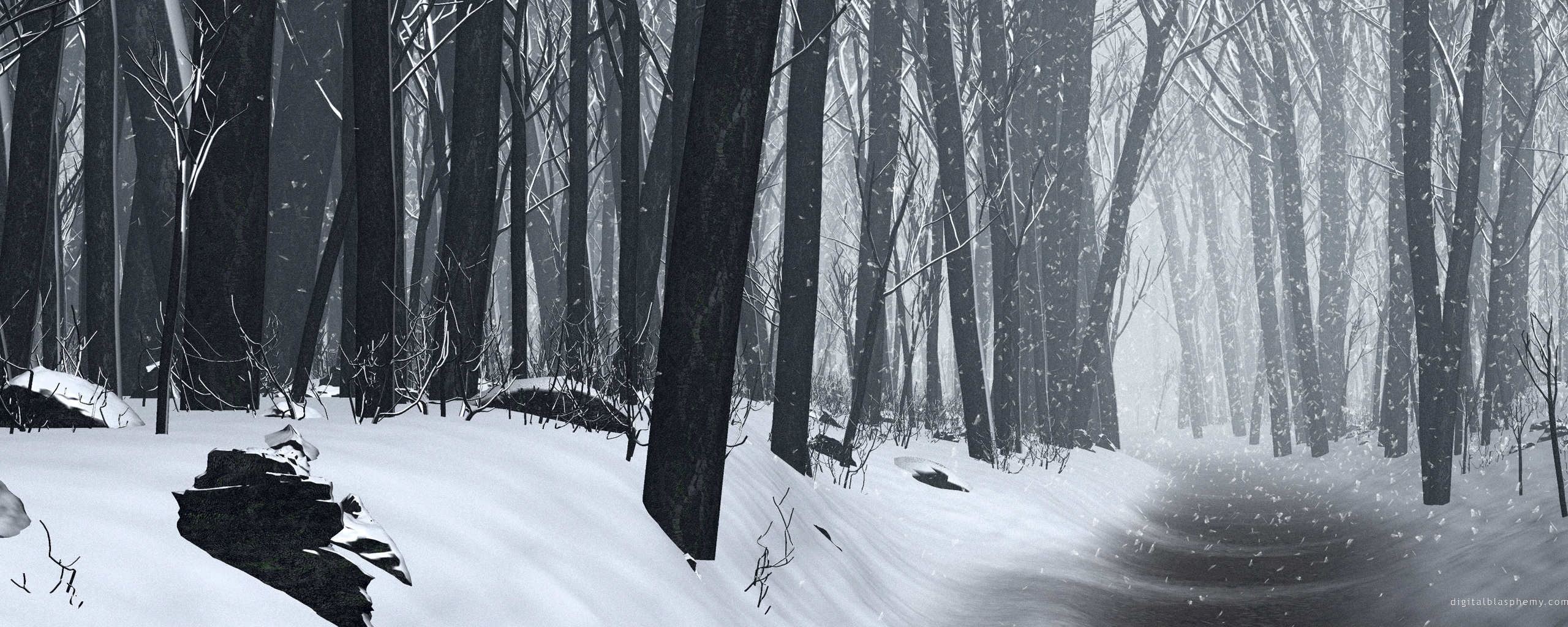 snow, Forests, Cgi Wallpaper