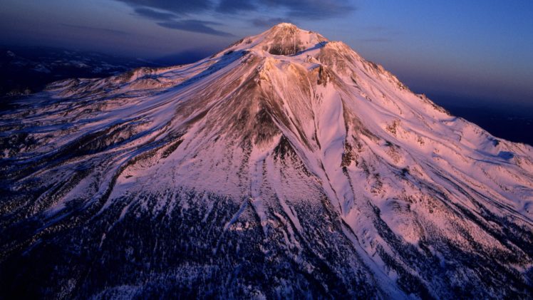 volcanoes, California, Mount, Shasta, Aerial, View HD Wallpaper Desktop Background