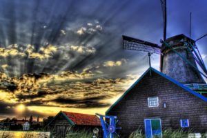 landscapes, Nature, Architecture, Fields, Windmills, Skies