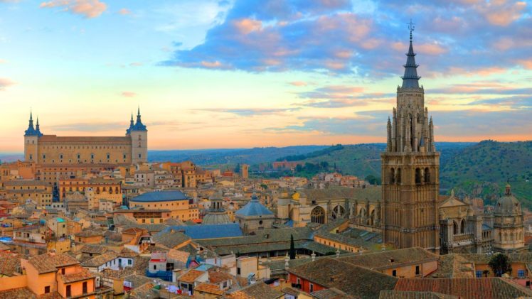 cityscapes, Buildings, Spain, Panorama, Toledo, Cities, Skyline HD Wallpaper Desktop Background