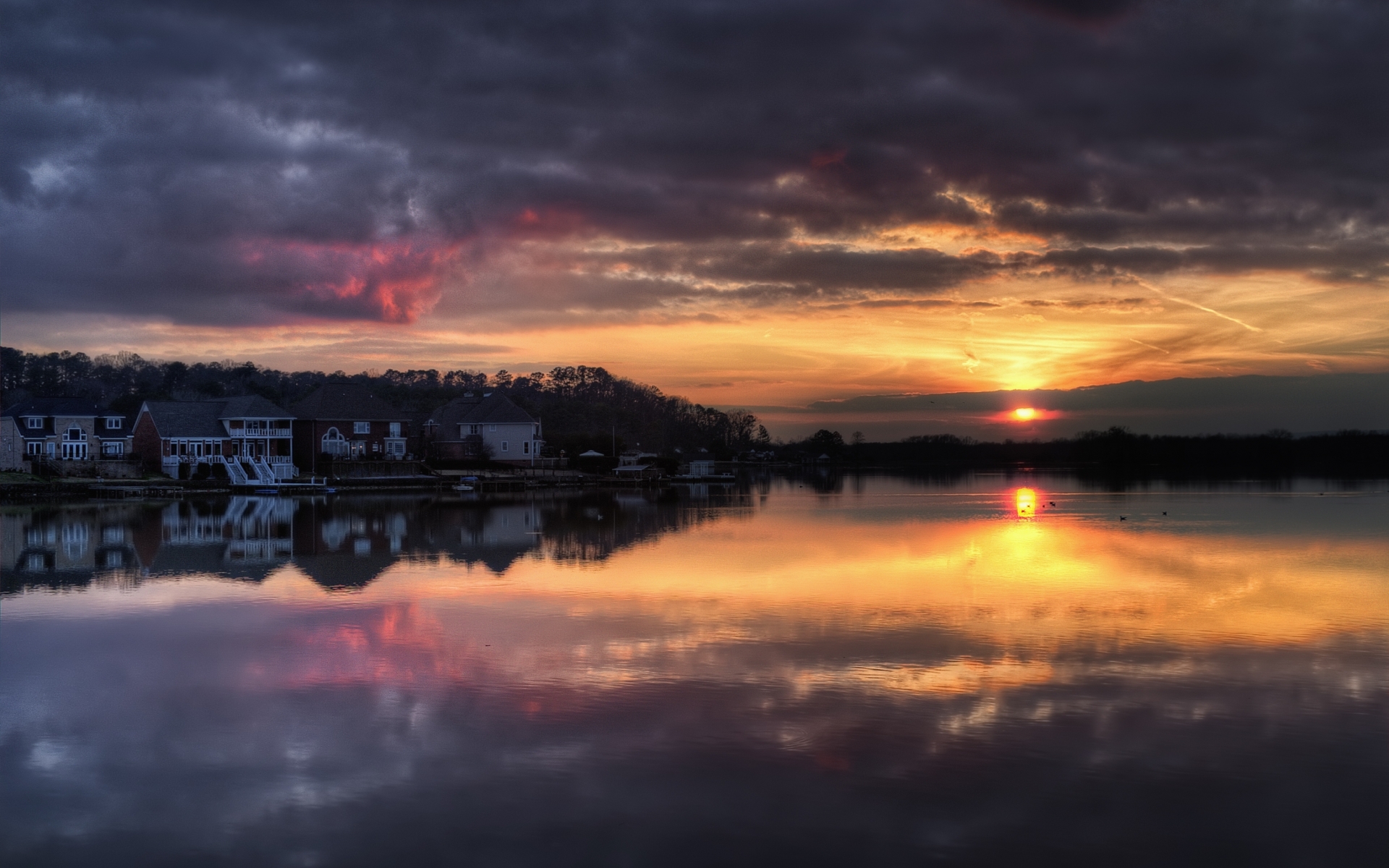 lake, , Sunset Wallpaper