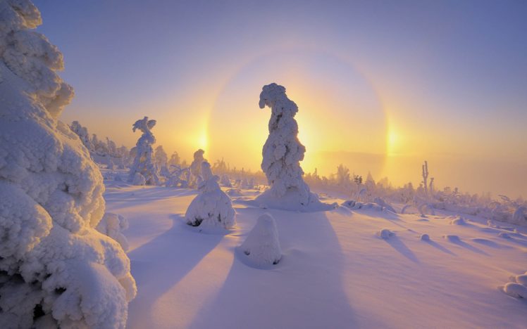 winter, Snow, Sunset HD Wallpaper Desktop Background