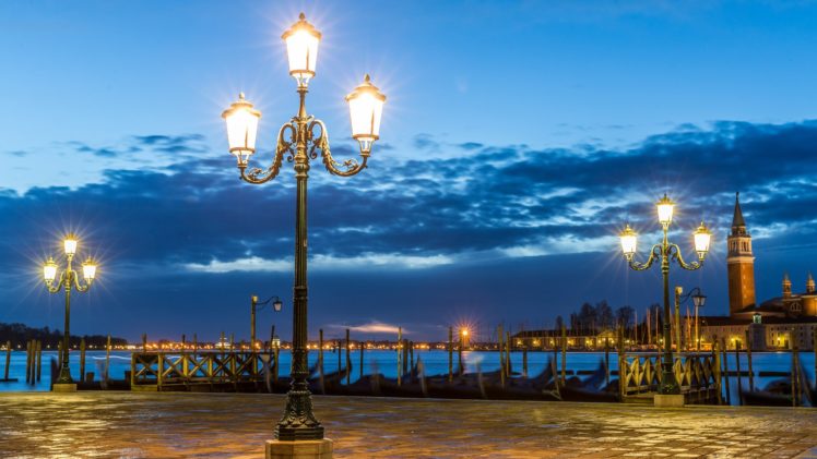 clouds, Lights, Venice, Italy, Squares, Post, Cities, Nights, Man made HD Wallpaper Desktop Background
