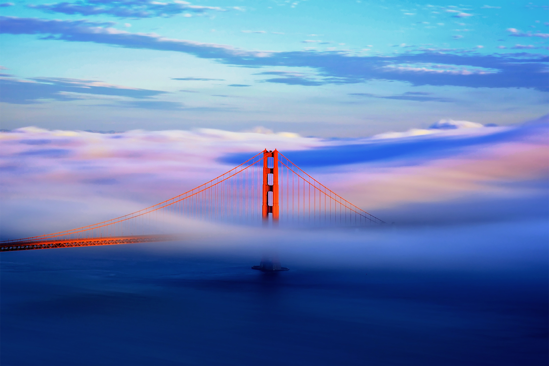 california, San, Francisco, City, Usa, Bridge, Fog, Clouds Wallpaper