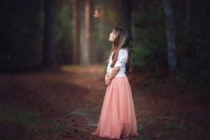 child, A, Girl, Bird, Forest, Butterfly, Mood, Child