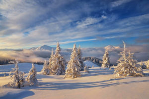 landscape, Nature, Winter, Snow, Mountains, Sky, Clouds