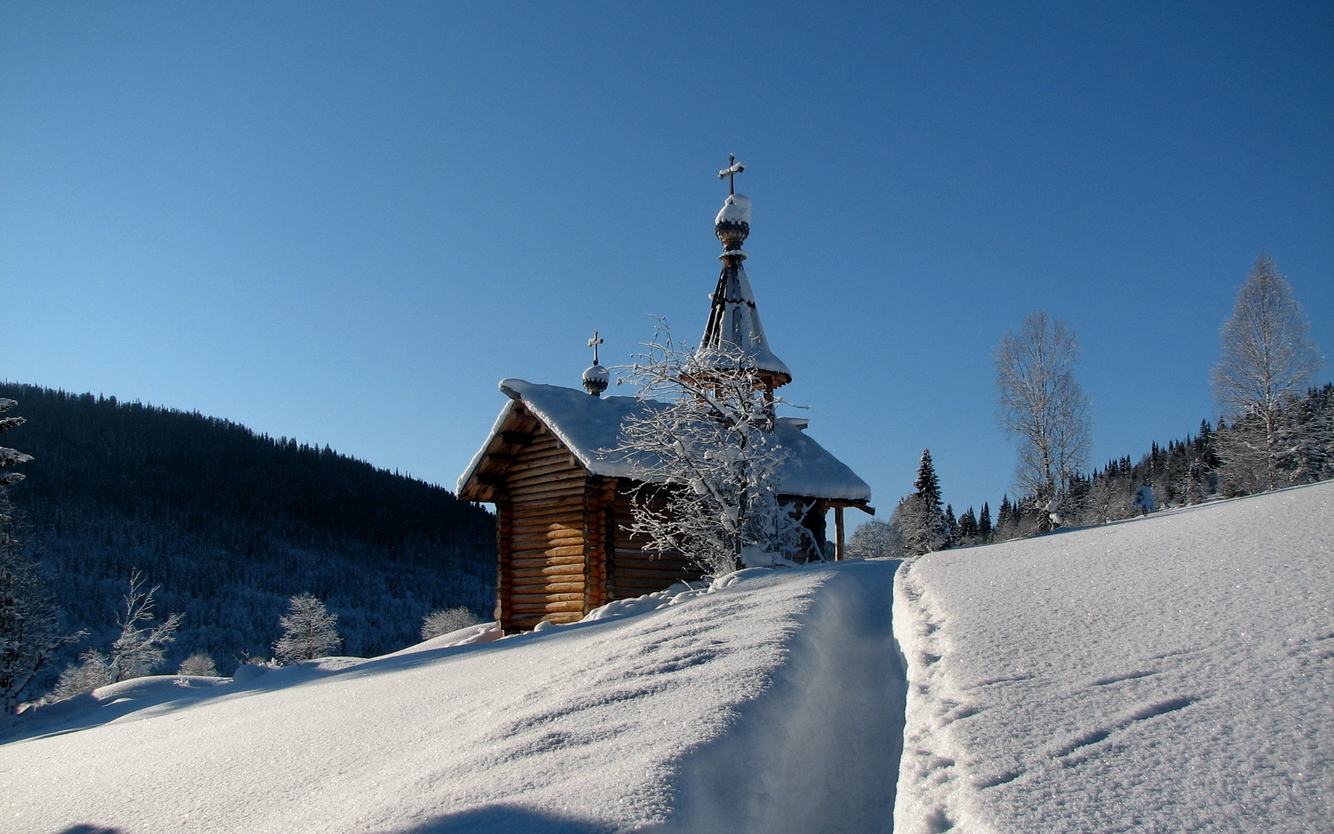 snow, Drifts, House, Temple, Church, Sky, Winter, Religion Wallpaper
