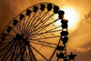 mood, Ride, Ferris, Wheel, Nostalgia, Sunset, Sun, Sky, Silhouette