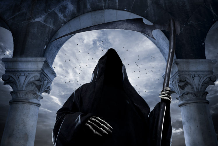 gothic, Undead, Scythe, Hood, Headgear, Fantasy, Reaper, Skeleton HD Wallpaper Desktop Background