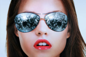 piranha 3dd, Piranha, Danielle panabaker, Panabaker, Actress, Celebrities, Women, Females, Girls, Sexy, Sensual, Babes, Fishes, Sunglasses, Faces, Teeth, Reflections, Movies, Horror, Scary, Creepy, Spooky, Dark