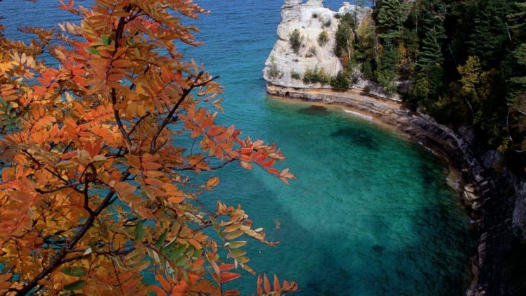 landscapes, Rocks, Michigan, National, Park, Lake, Superior HD Wallpaper Desktop Background