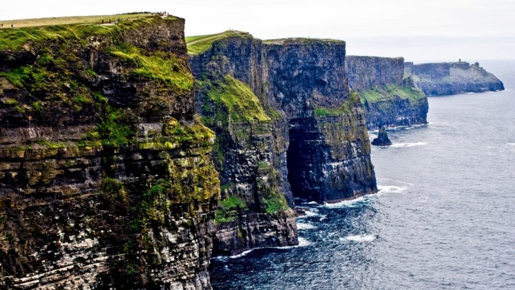 water, Landscapes, Nature, Coast, Cliffs, Ireland, Cliffs, Of, Moher, Galway HD Wallpaper Desktop Background