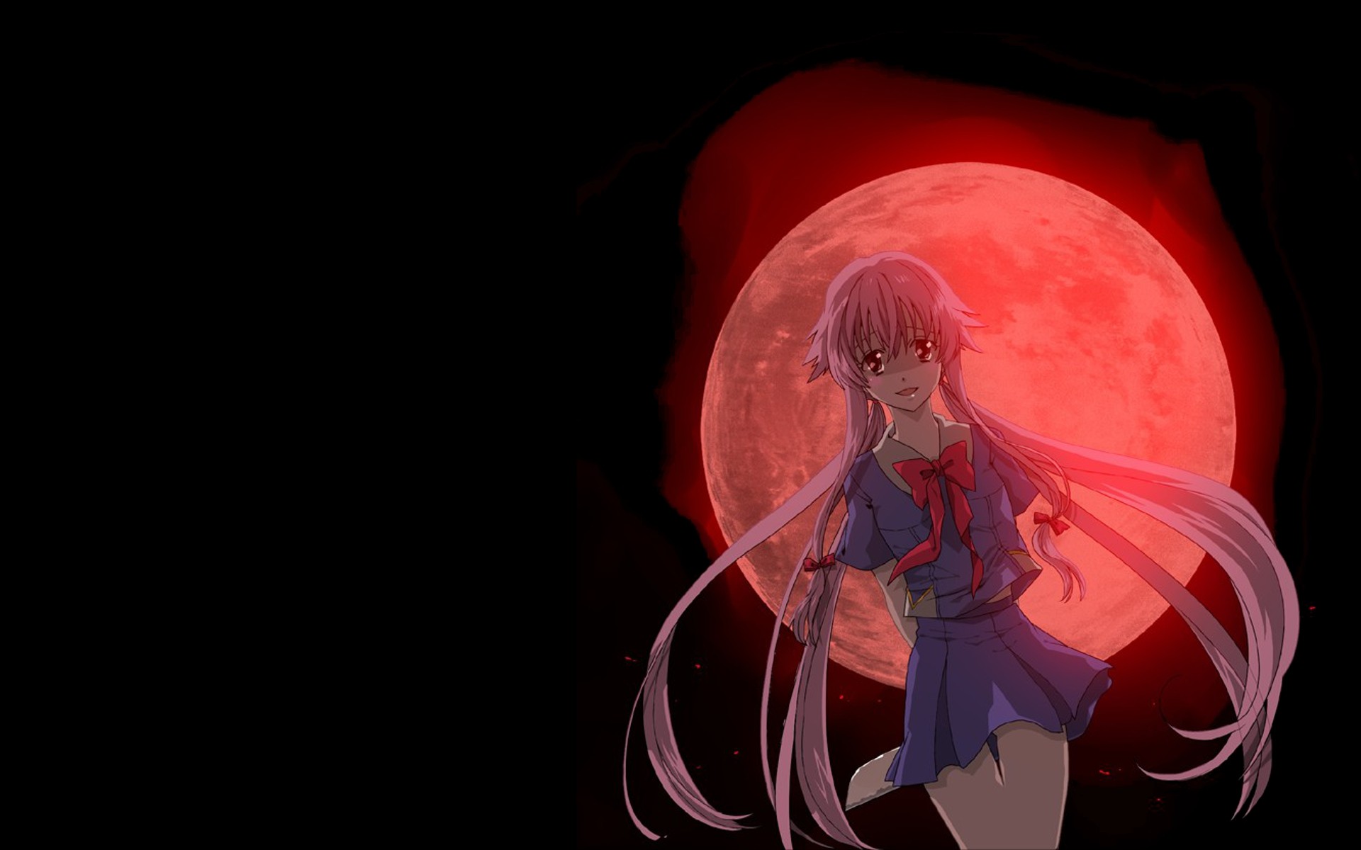 moon, School, Uniforms, Pink, Hair, Anime, Girls, Mirai, Nikki, Gasai, Yuno Wallpaper