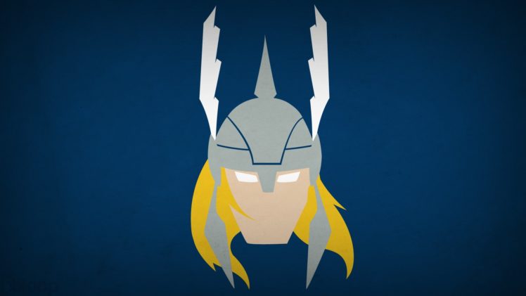 minimalistic, Thor, Superheroes, Marvel, Blue, Background, Blo0p HD Wallpaper Desktop Background