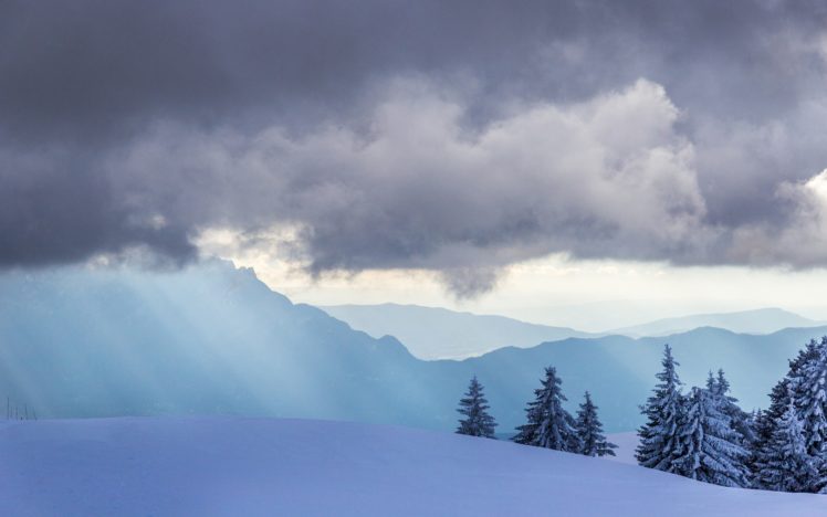 clouds, Landscapes, Winter, Snow, Trees, Mist HD Wallpaper Desktop Background
