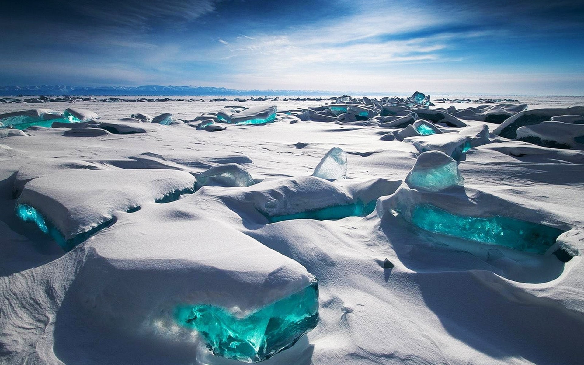 ice, Clouds, Landscapes, Snow, Russia, Icebergs, Upscaled Wallpaper
