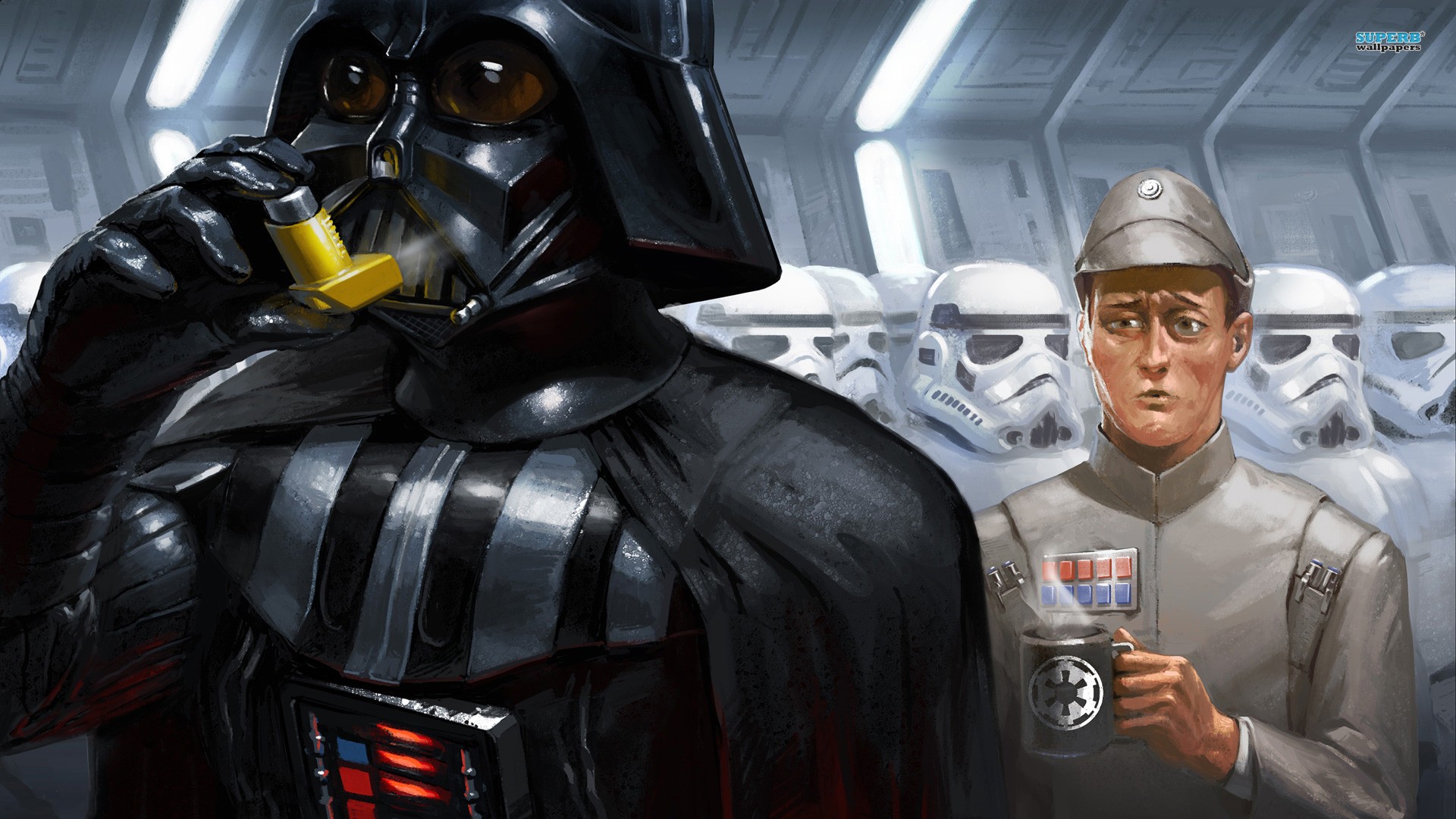 star, Wars, Stormtroopers, Darth, Vader, Drawn Wallpaper
