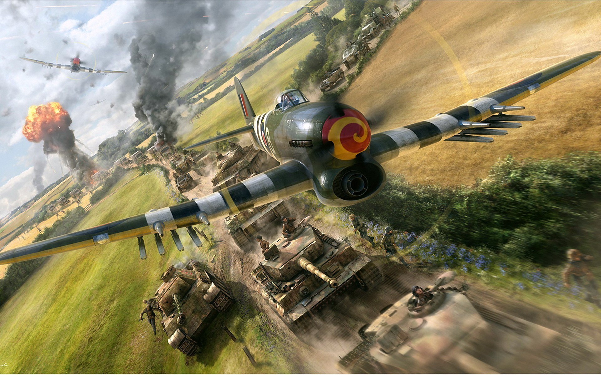 gareth hector, Vehicles, Aircrafts, Airplanes, Tanks, Explosion, Battles, War, History Wallpaper
