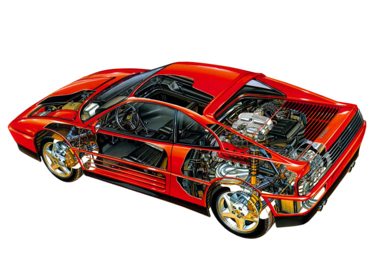 1989 93, Ferrari, 348, T b, Supercar, 1989, 1993, Interior, Engine HD Wallpaper Desktop Background