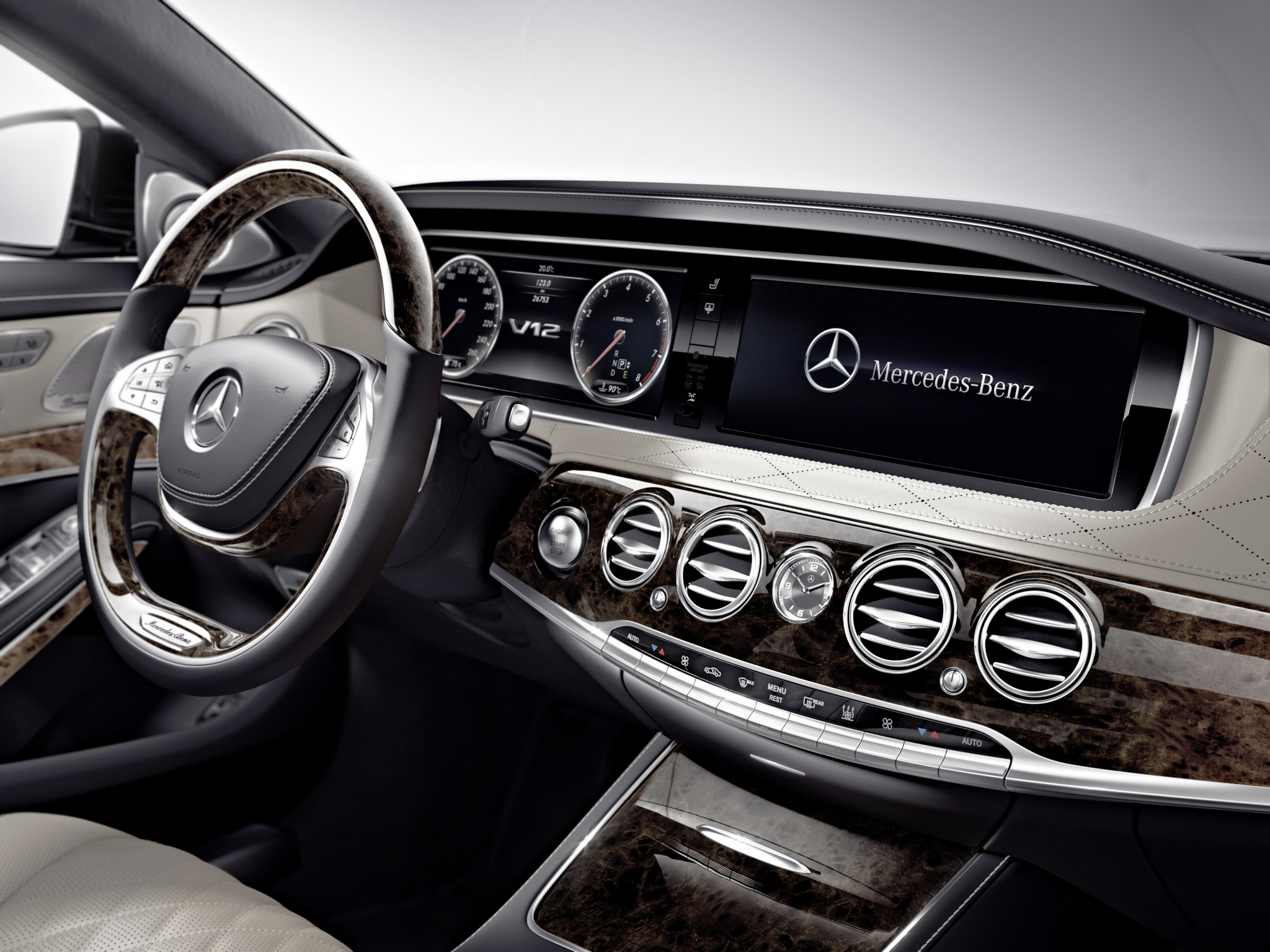 2014, Mercedes, Benz, S600,  w222 , Luxury, Interior Wallpaper