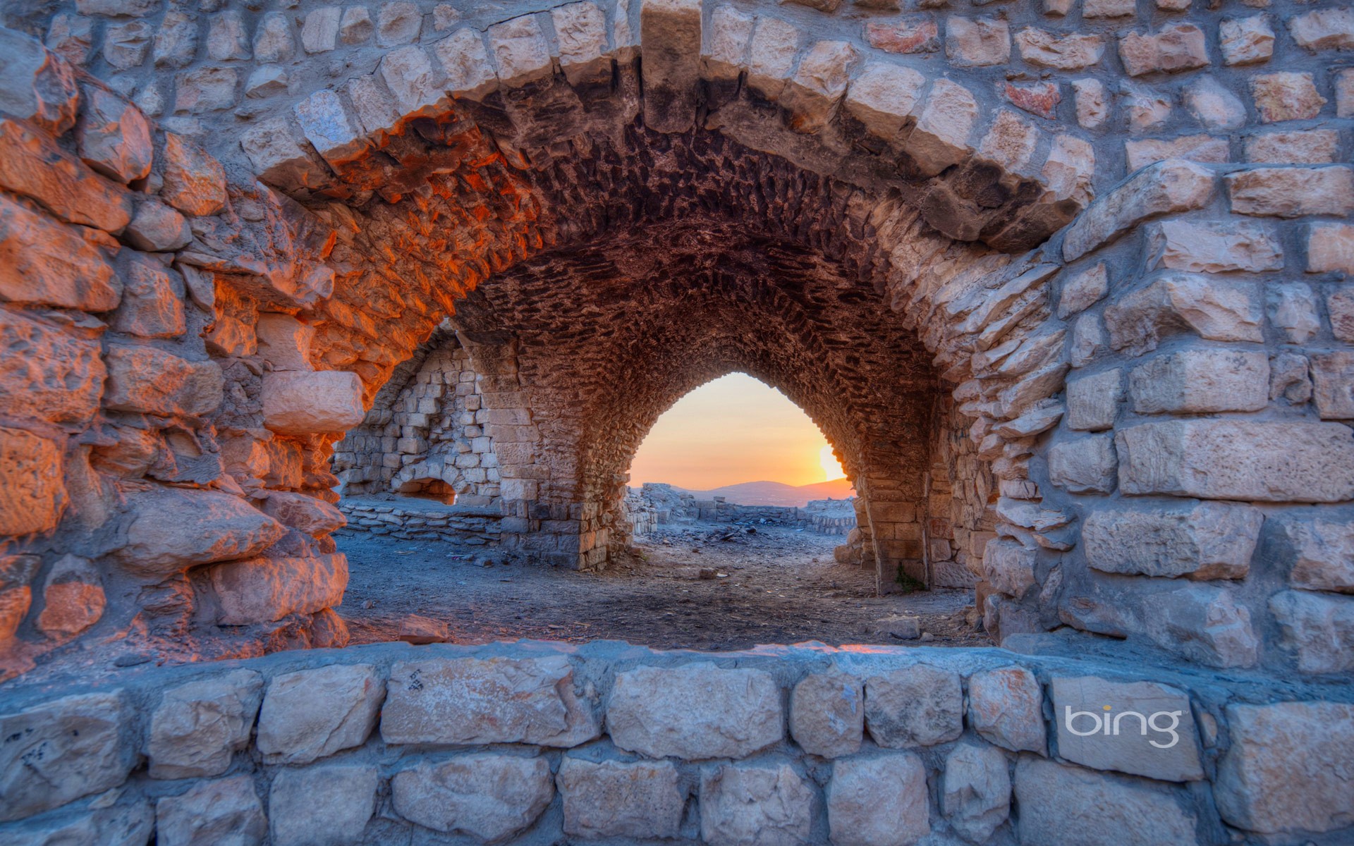 sun, Ruins, Israel, Bing, Arches, Stone, Buildings Wallpaper
