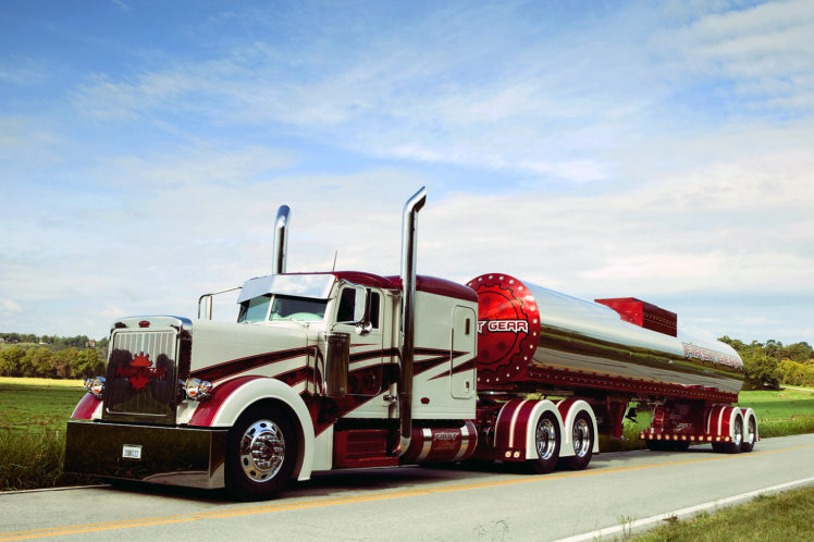 2005, Peterbilt, 379, Red, Candy, And, White, With, First, Gear, Tanker HD Wallpaper Desktop Background